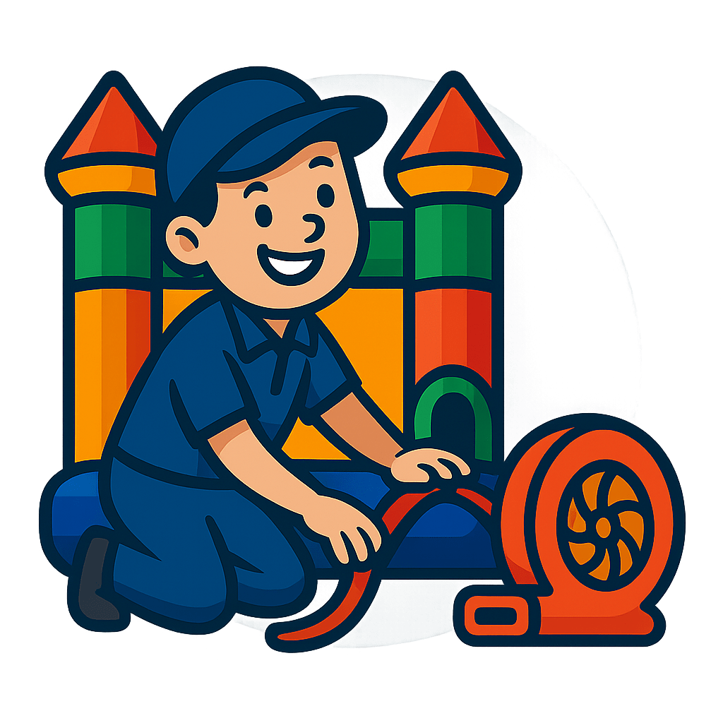 Bounce house delivery worker icon for professional inflatable setup in Buena Vista CO
