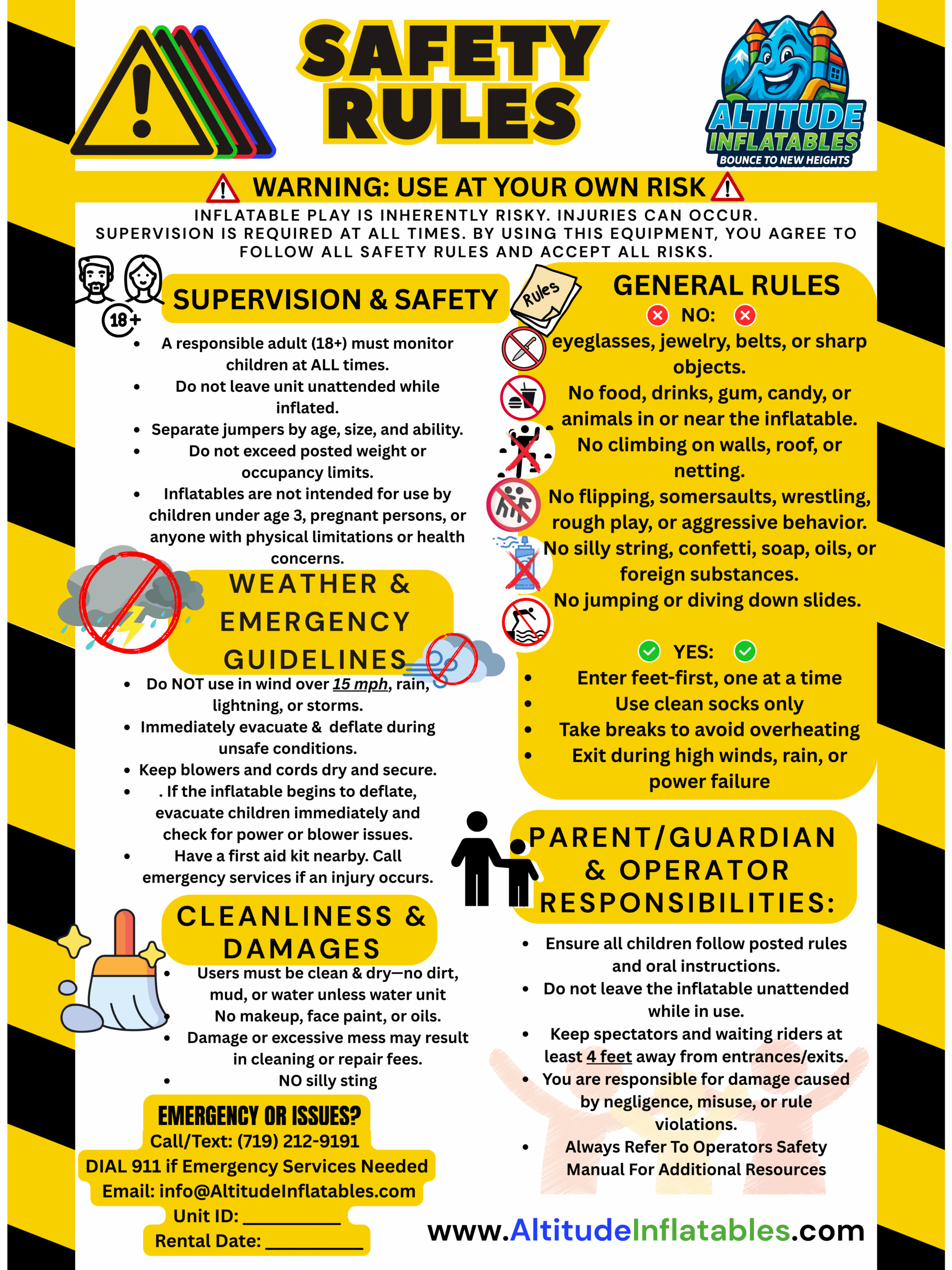 Safety Sign for Display revised scaled Bounce House Safety Rules & Guidelines | Altitude Inflatables